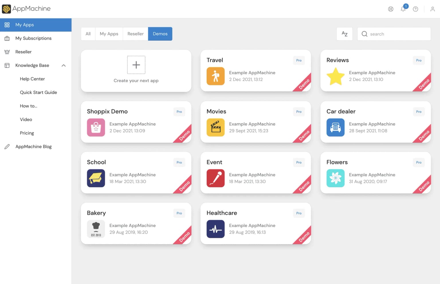 The new AppMachine Dashboard