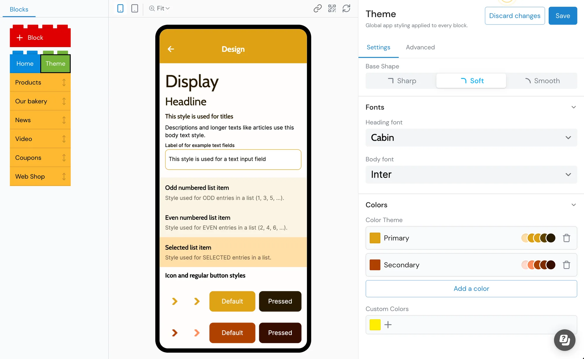 Define your clear and simple colorscheme in AppMachine