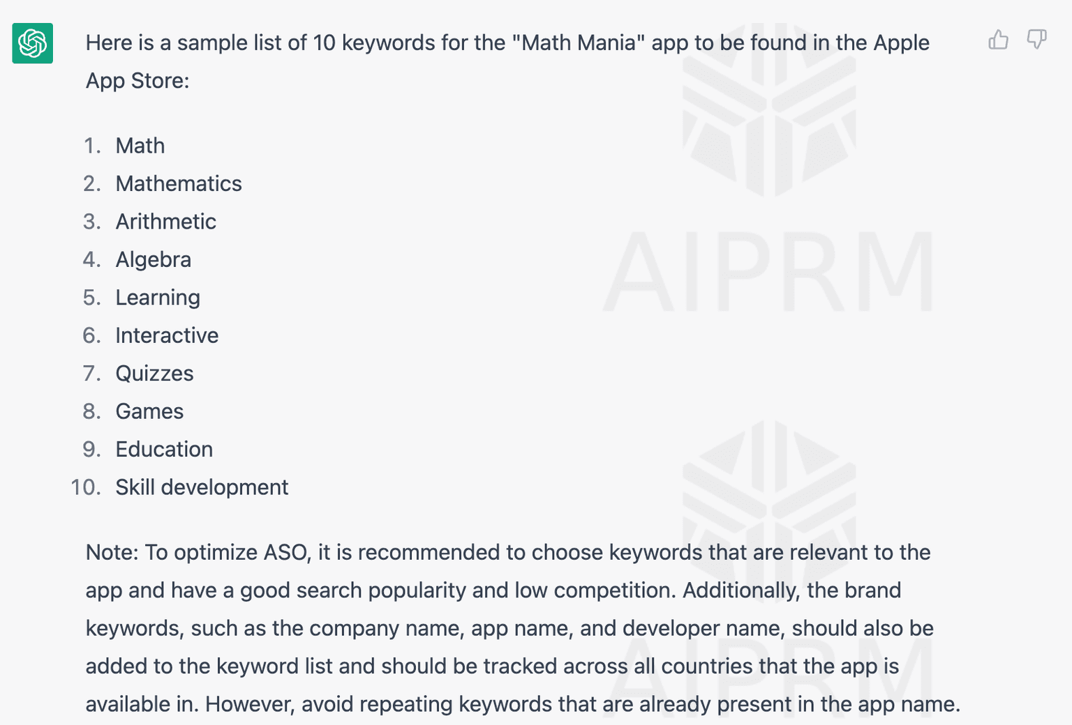 ChatGPT finds you the most important keywords for your app in the app stores